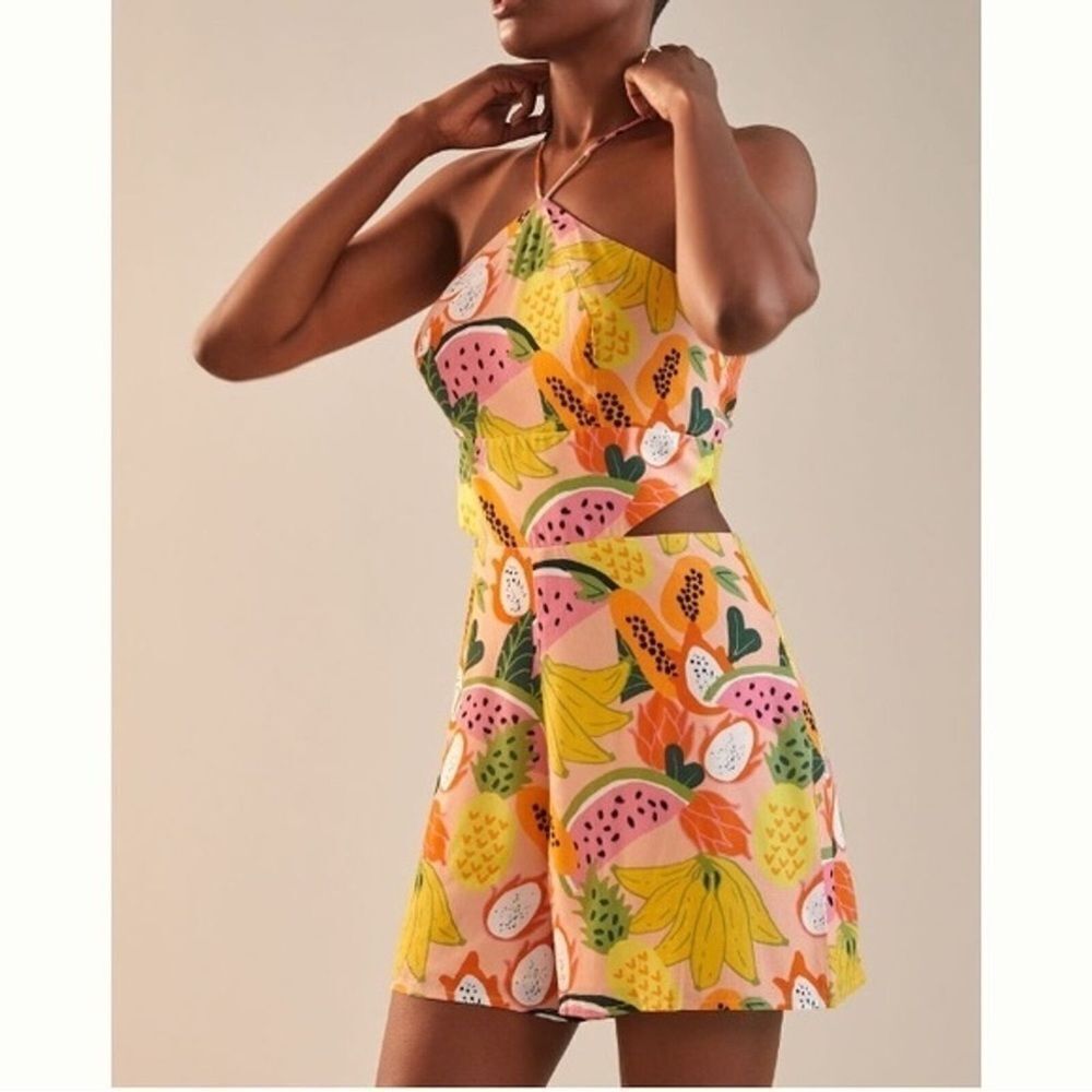 Anthropologie Colorful Fruit Print Romper